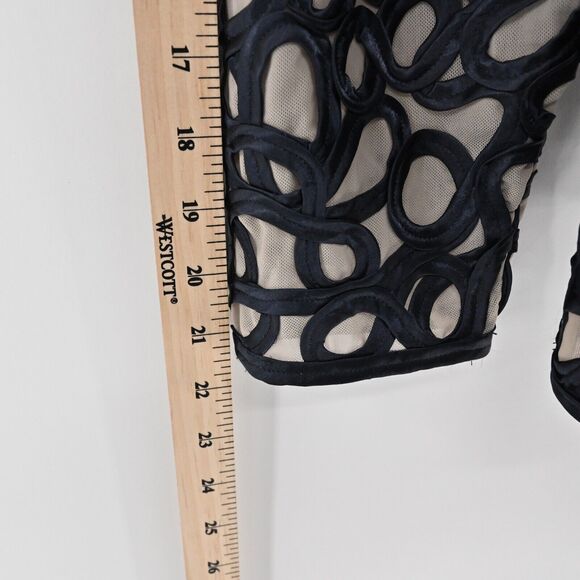 CHICOS Jacket Womens‎ Size 8 Black Swirl Ribbon Sheer Mesh Travelers Collection - Picture 13 of 14